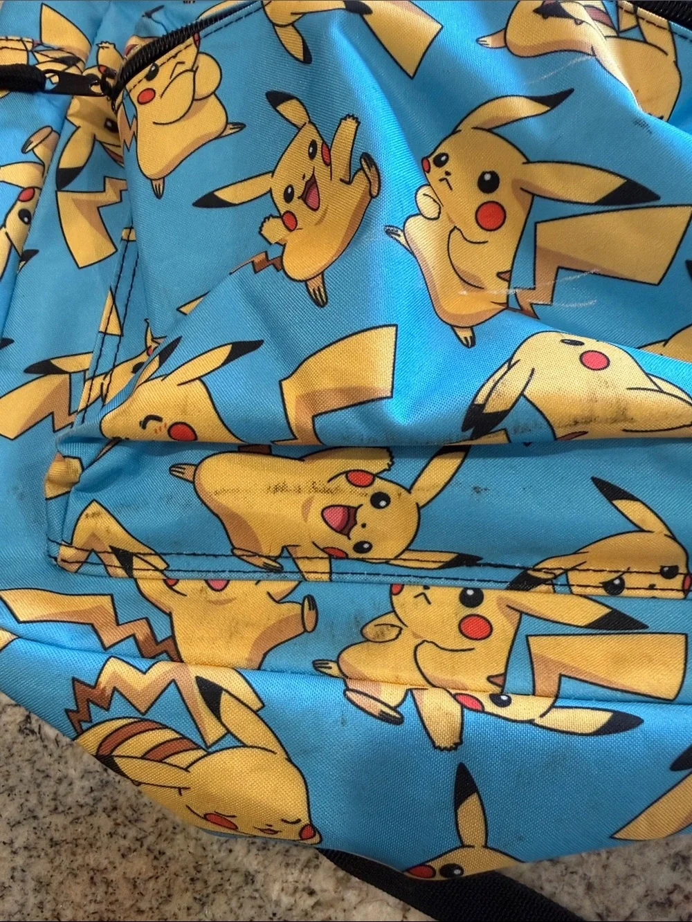 Kids Pikachu Print Blue Backpack - Cute Character School Bag